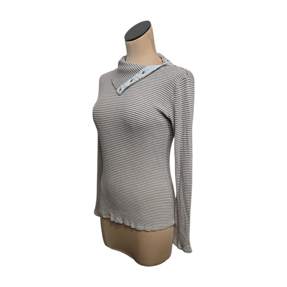 Dolan Sweater Womens Small Asymmetrical Collar Stripe Left Coast Collection Pull - Picture 8 of 8